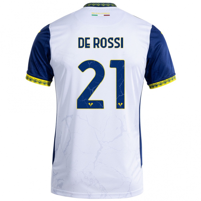 Kandiny Kinder Michele De Rossi #21 Weiß Blau Auswärtstrikot Trikot 2024/25 T-Shirt