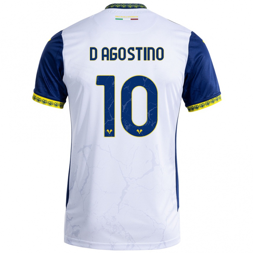 Kandiny Kinder Samuele D'agostino #10 Weiß Blau Auswärtstrikot Trikot 2024/25 T-Shirt