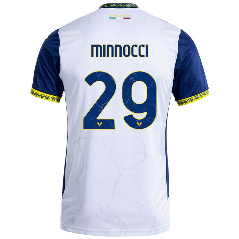 Kandiny Kinder Valerio Minnocci #29 Weiß Blau Auswärtstrikot Trikot 2024/25 T-Shirt