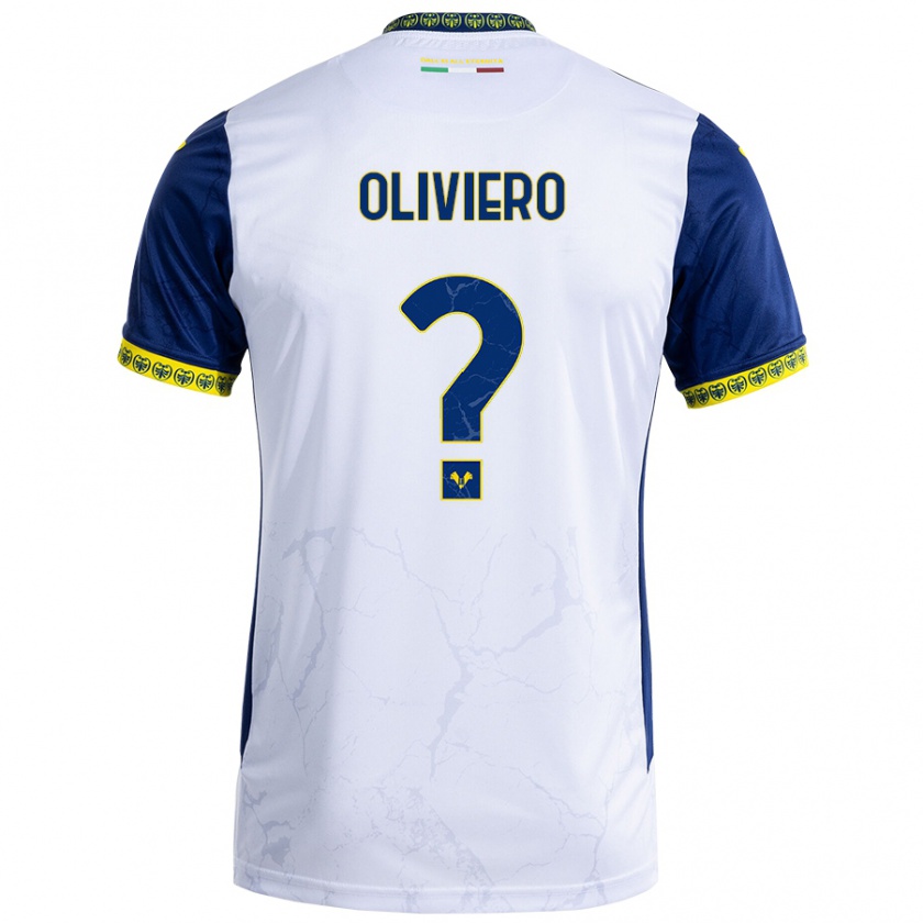 Kandiny Kinder Davide Oliviero #0 Weiß Blau Auswärtstrikot Trikot 2024/25 T-Shirt