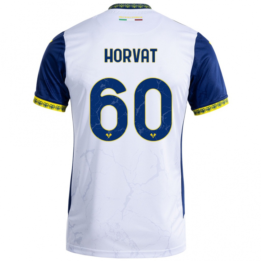 Kandiny Kinder Mihaela Horvat #60 Weiß Blau Auswärtstrikot Trikot 2024/25 T-Shirt