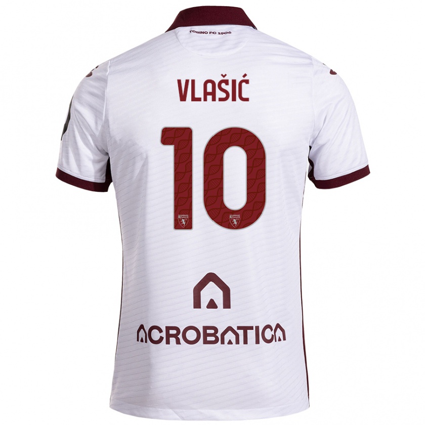 Kandiny Kinder Nikola Vlašić #10 Weiß Kastanienbraun Auswärtstrikot Trikot 2024/25 T-Shirt