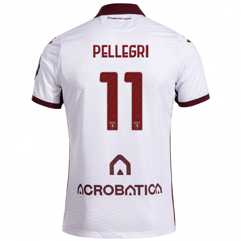 Kandiny Kinder Pietro Pellegri #11 Weiß Kastanienbraun Auswärtstrikot Trikot 2024/25 T-Shirt