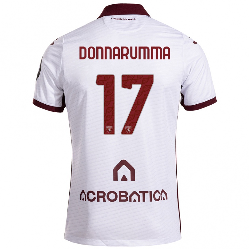 Kandiny Kinder Antonio Donnarumma #17 Weiß Kastanienbraun Auswärtstrikot Trikot 2024/25 T-Shirt