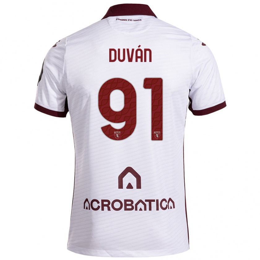 Kandiny Kinder Duván Zapata #91 Weiß Kastanienbraun Auswärtstrikot Trikot 2024/25 T-Shirt