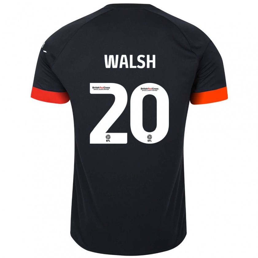 Kandiny Kinder Liam Walsh #20 Schwarz Orange Auswärtstrikot Trikot 2024/25 T-Shirt