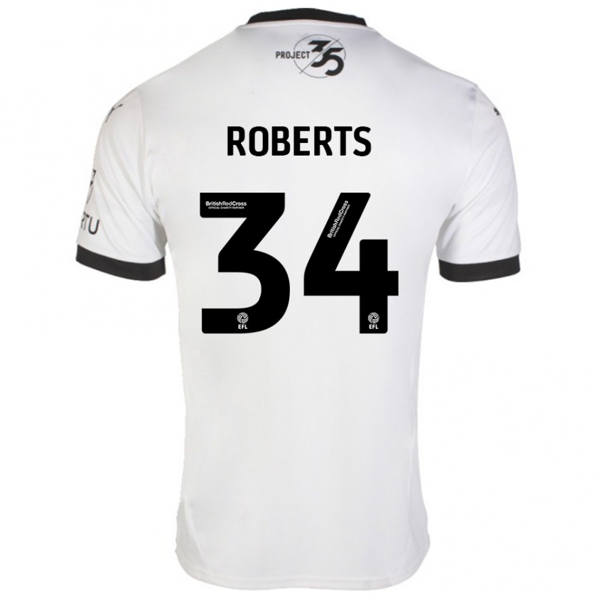 Kandiny Kinder Caleb Roberts #34 Weiß Schwarz Auswärtstrikot Trikot 2024/25 T-Shirt