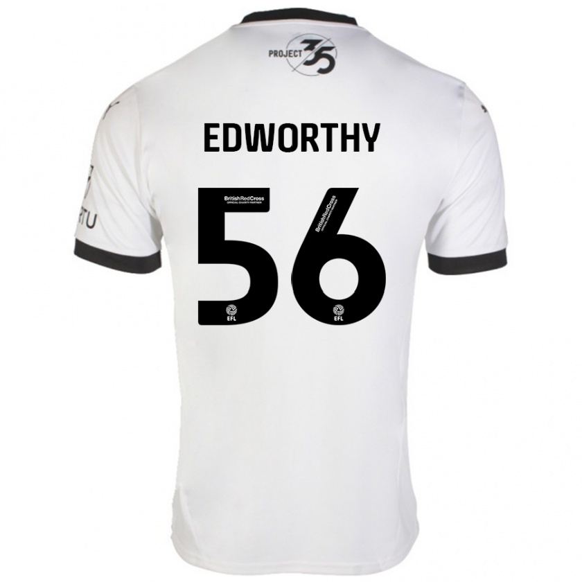 Kandiny Kinder Kieran Edworthy #56 Weiß Schwarz Auswärtstrikot Trikot 2024/25 T-Shirt