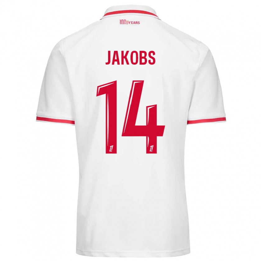 Kandiny Herren Ismail Jakobs #14 Weiß Rot Heimtrikot Trikot 2024/25 T-Shirt