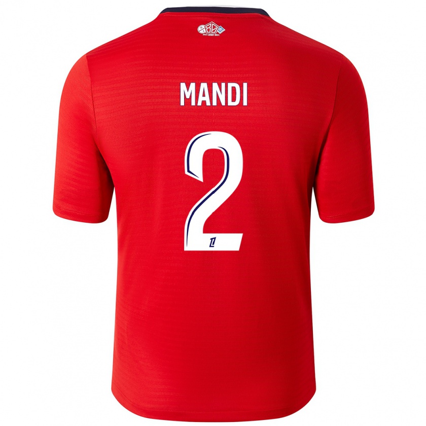 Kandiny Herren Aïssa Mandi #2 Rot Weiß Heimtrikot Trikot 2024/25 T-Shirt