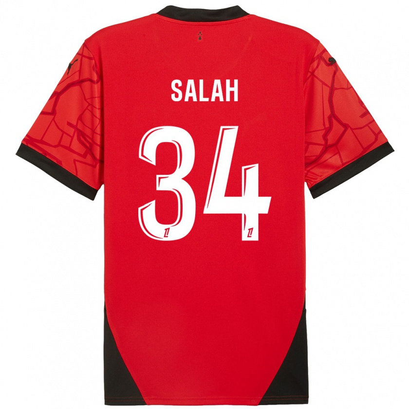 Kandiny Herren Ibrahim Salah #34 Rot Schwarz Heimtrikot Trikot 2024/25 T-Shirt