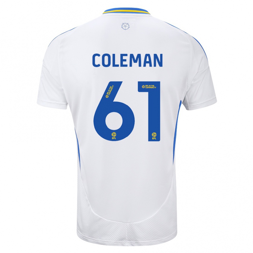 Kandiny Herren Cian Coleman #61 Weiß Blau Heimtrikot Trikot 2024/25 T-Shirt