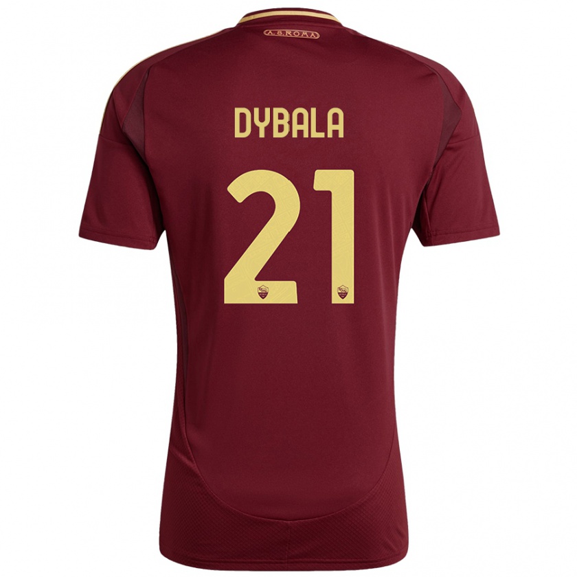 Kandiny Herren Paulo Dybala #21 Rot Braun Gold Heimtrikot Trikot 2024/25 T-Shirt