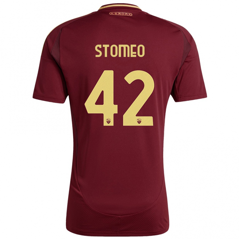 Kandiny Herren Giorgio Stomeo #42 Rot Braun Gold Heimtrikot Trikot 2024/25 T-Shirt