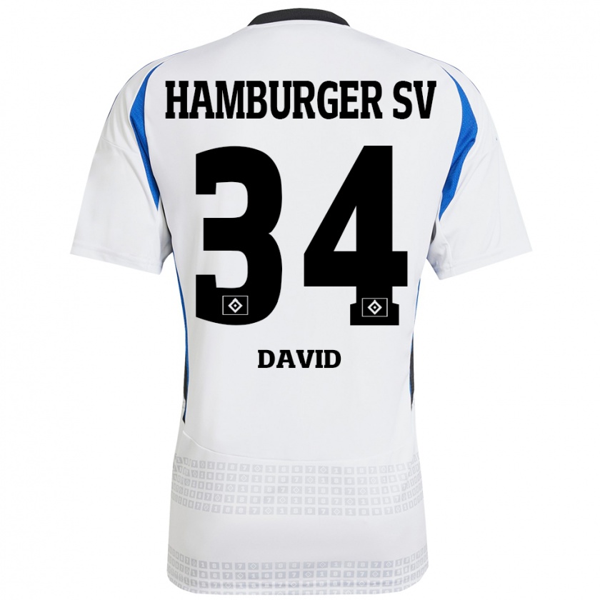 Kandiny Herren Jonas David #34 Weiß Blau Heimtrikot Trikot 2024/25 T-Shirt