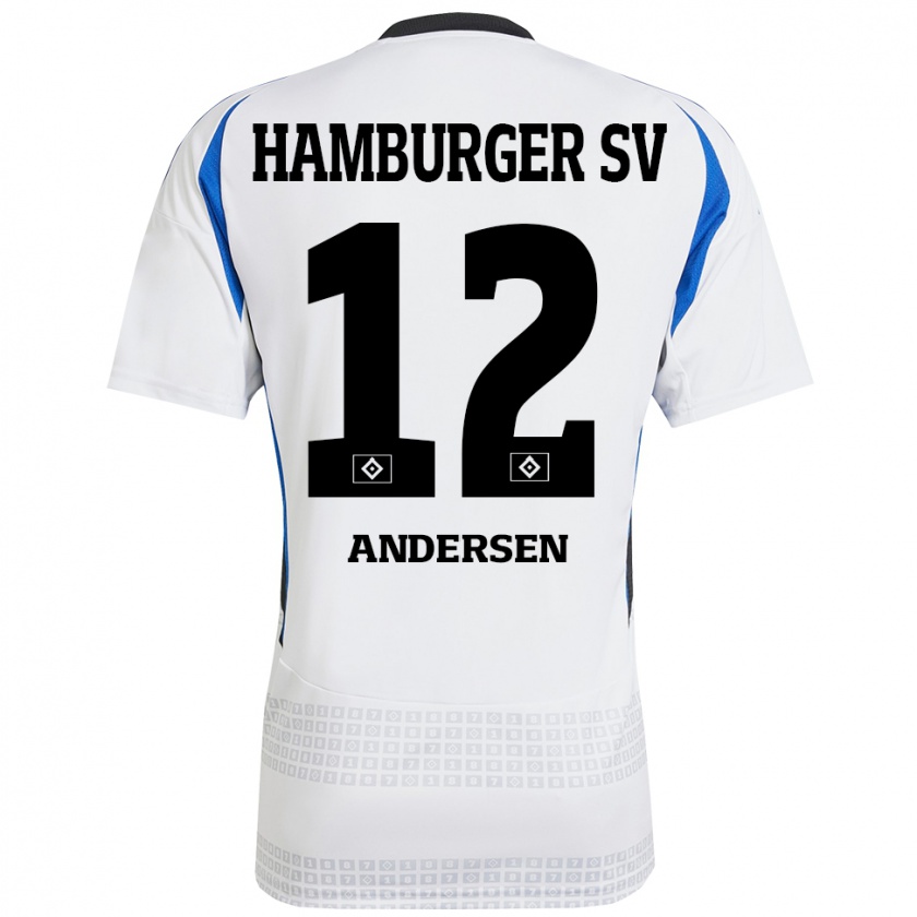 Kandiny Herren Patrick Andersen #12 Weiß Blau Heimtrikot Trikot 2024/25 T-Shirt