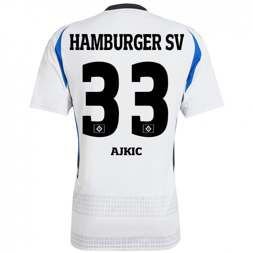 Kandiny Herren Selim Ajkic #33 Weiß Blau Heimtrikot Trikot 2024/25 T-Shirt