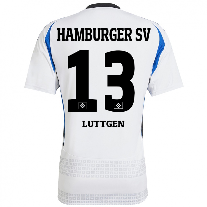 Kandiny Herren Lasse Lüttgen #13 Weiß Blau Heimtrikot Trikot 2024/25 T-Shirt