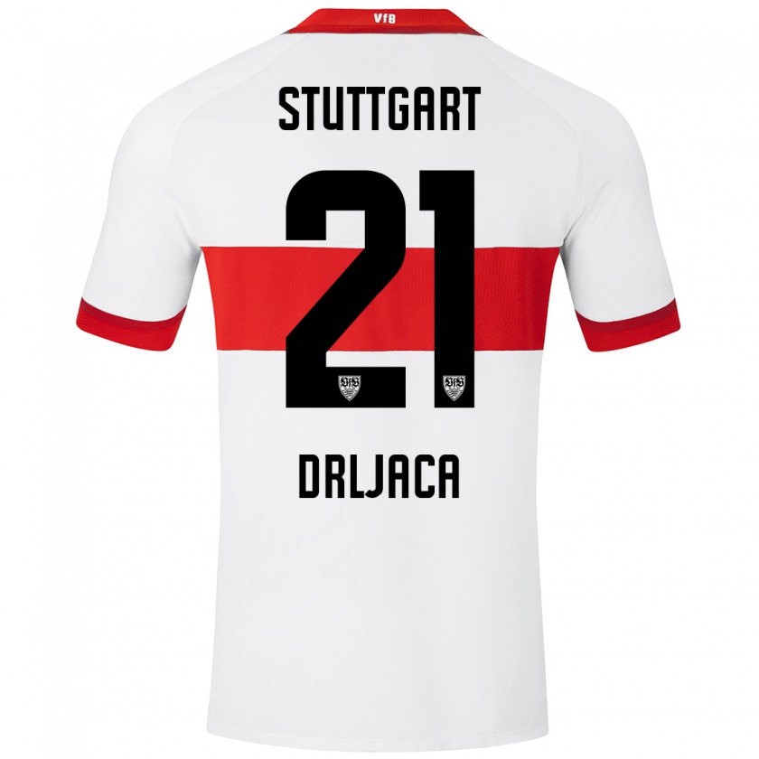 Kandiny Herren Stefan Drljaca #21 Weiß Rot Heimtrikot Trikot 2024/25 T-Shirt