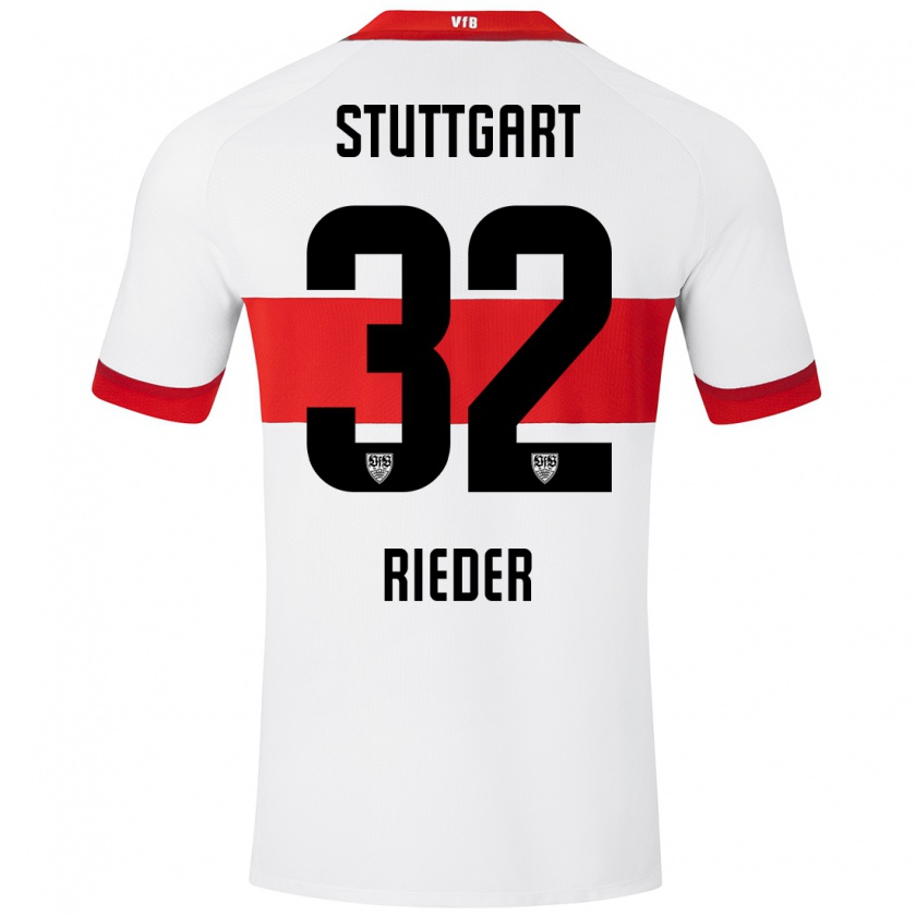 Kandiny Herren Fabian Rieder #32 Weiß Rot Heimtrikot Trikot 2024/25 T-Shirt