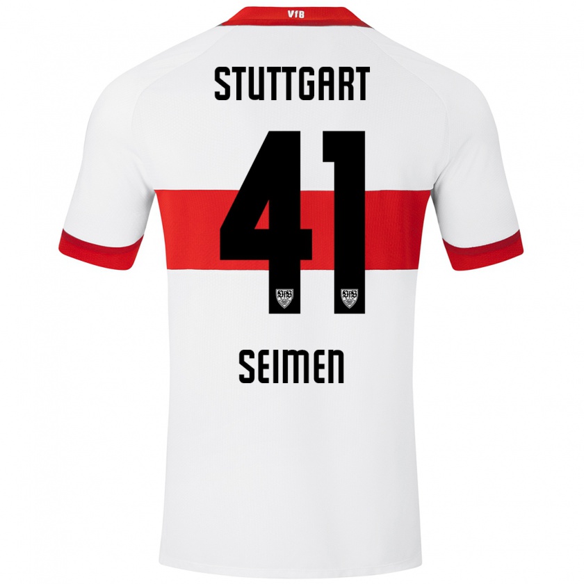 Kandiny Herren Dennis Seimen #41 Weiß Rot Heimtrikot Trikot 2024/25 T-Shirt