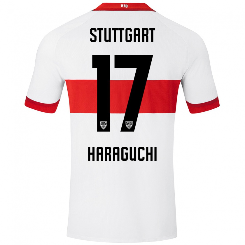 Kandiny Herren Genki Haraguchi #17 Weiß Rot Heimtrikot Trikot 2024/25 T-Shirt