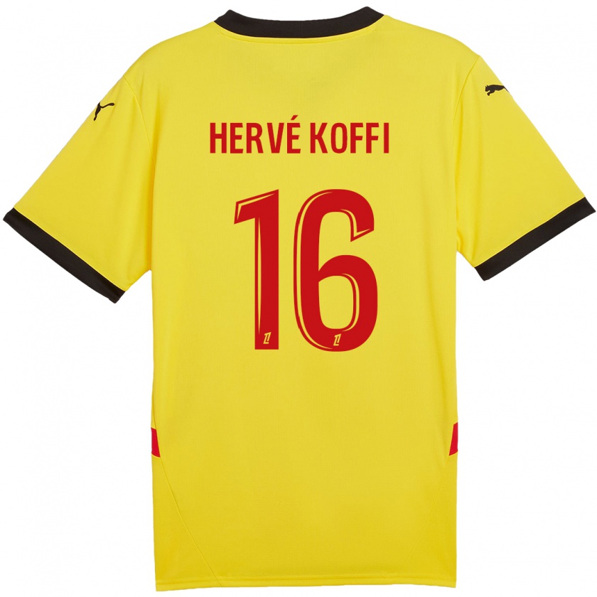 Kandiny Herren Hervé Koffi #16 Gelb Rot Heimtrikot Trikot 2024/25 T-Shirt