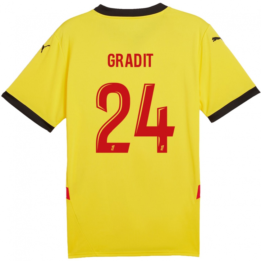 Kandiny Herren Jonathan Gradit #24 Gelb Rot Heimtrikot Trikot 2024/25 T-Shirt