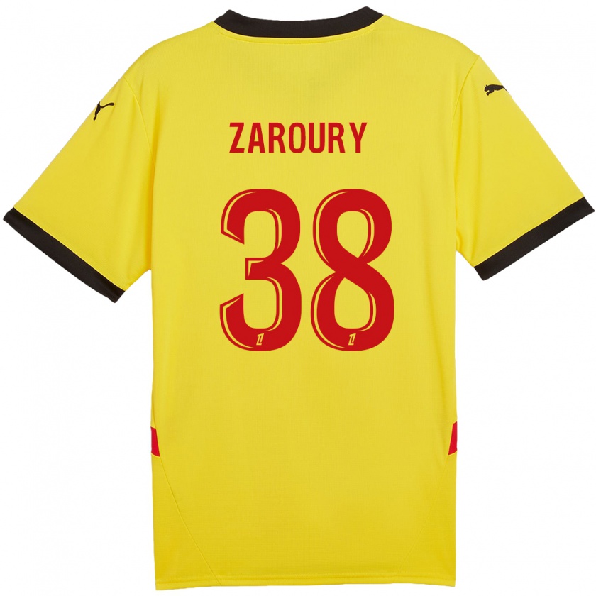 Kandiny Herren Anass Zaroury #38 Gelb Rot Heimtrikot Trikot 2024/25 T-Shirt