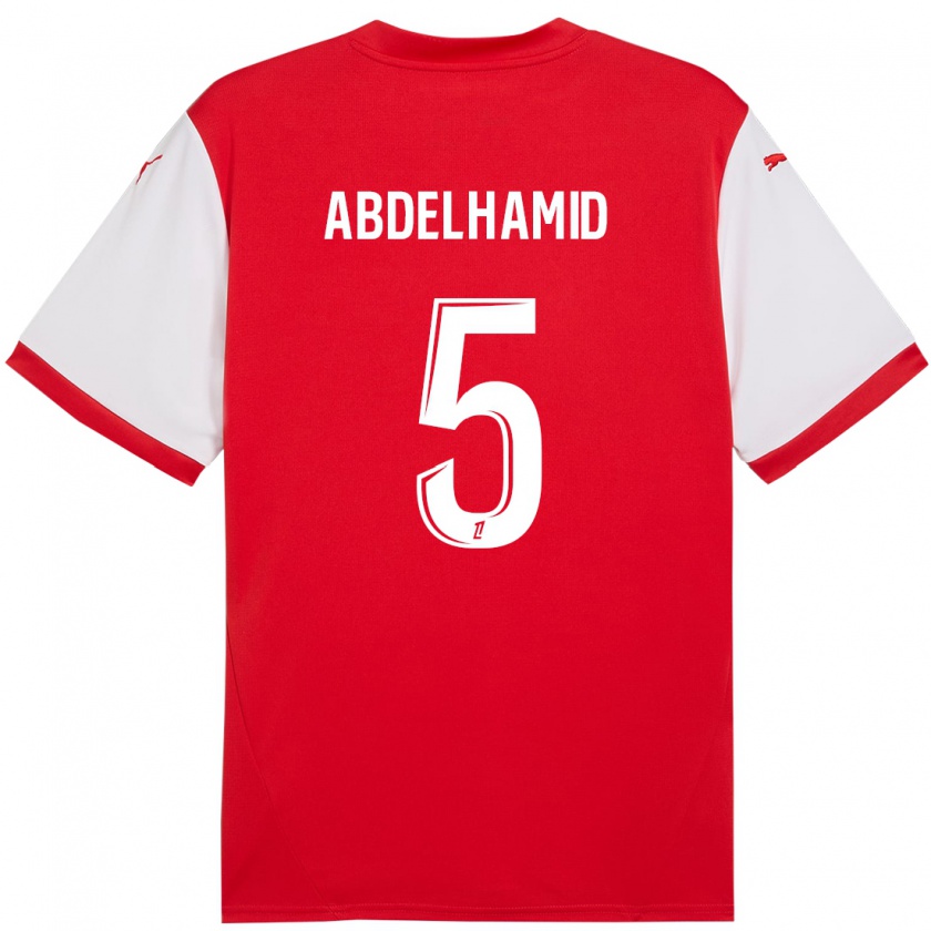 Kandiny Herren Yunis Abdelhamid #5 Rot Weiß Heimtrikot Trikot 2024/25 T-Shirt