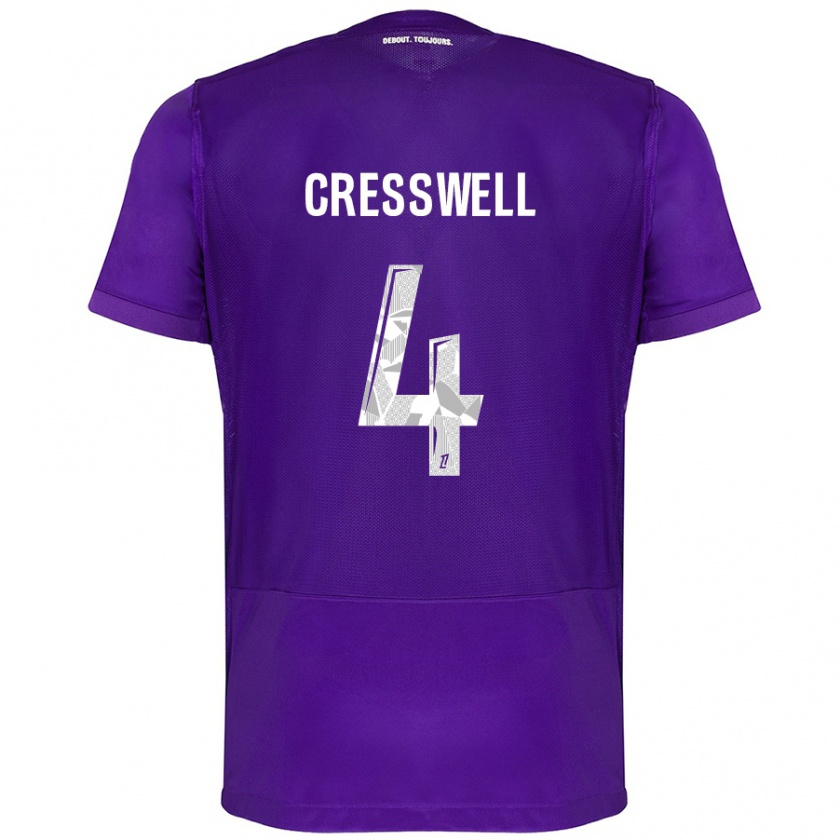 Kandiny Herren Charlie Cresswell #4 Violett Weiß Heimtrikot Trikot 2024/25 T-Shirt