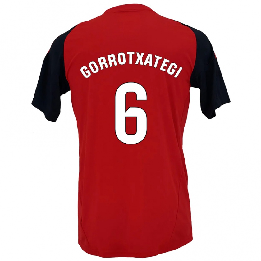 Kandiny Herren Jon Gorrotxategi #6 Rot Schwarz Heimtrikot Trikot 2024/25 T-Shirt