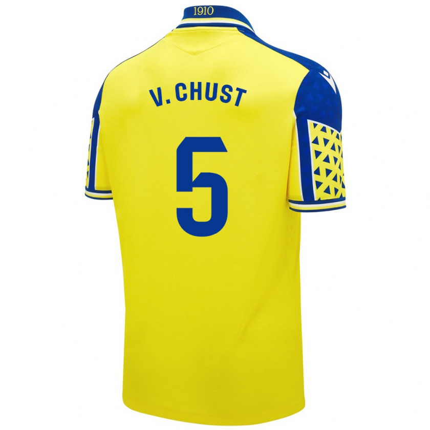 Kandiny Herren Víctor Chust #5 Gelb Blau Heimtrikot Trikot 2024/25 T-Shirt