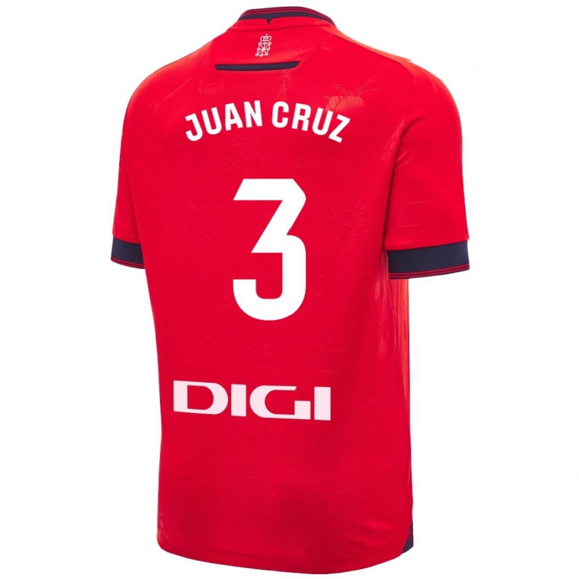 Kandiny Herren Juan Cruz #3 Rot Weiß Heimtrikot Trikot 2024/25 T-Shirt