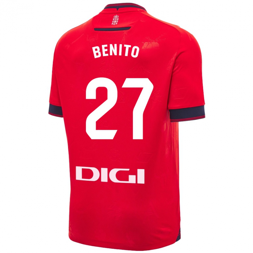 Kandiny Herren Iker Benito #27 Rot Weiß Heimtrikot Trikot 2024/25 T-Shirt