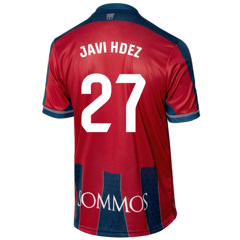 Kandiny Herren Javi Hernández #27 Rot Blau Heimtrikot Trikot 2024/25 T-Shirt