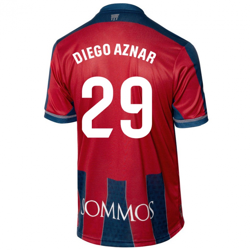 Kandiny Herren Diego Aznar #29 Rot Blau Heimtrikot Trikot 2024/25 T-Shirt