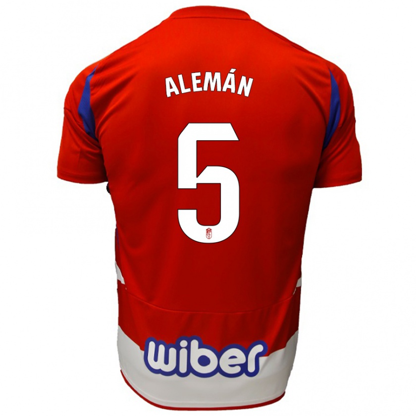 Kandiny Herren Carlos Alemán #5 Rot Weiß Blau Heimtrikot Trikot 2024/25 T-Shirt