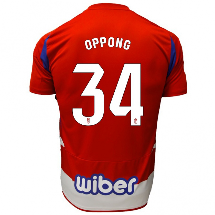 Kandiny Herren Oscar Naasei Oppong #34 Rot Weiß Blau Heimtrikot Trikot 2024/25 T-Shirt