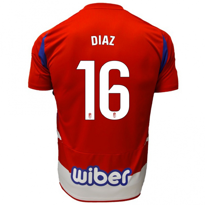 Kandiny Herren Víctor Díaz #16 Rot Weiß Blau Heimtrikot Trikot 2024/25 T-Shirt