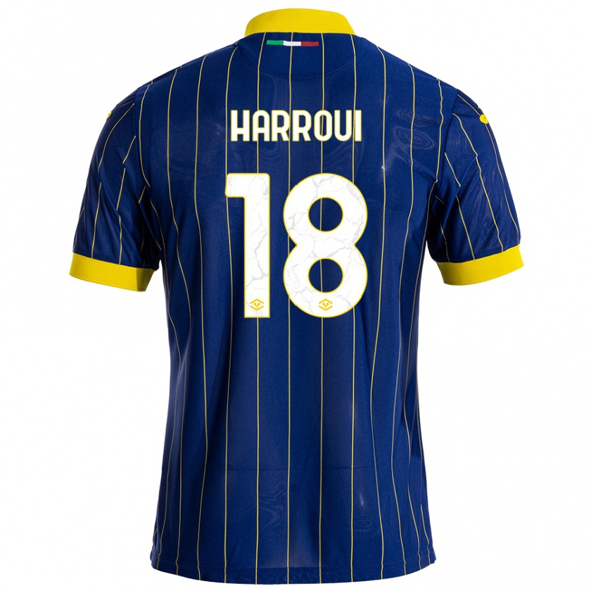 Kandiny Herren Abdou Harroui #18 Blau Gelb Heimtrikot Trikot 2024/25 T-Shirt