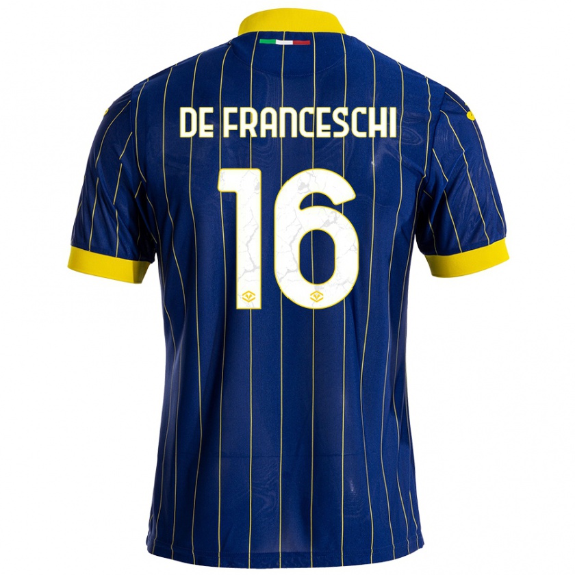 Kandiny Herren Edoardo De Franceschi #16 Blau Gelb Heimtrikot Trikot 2024/25 T-Shirt