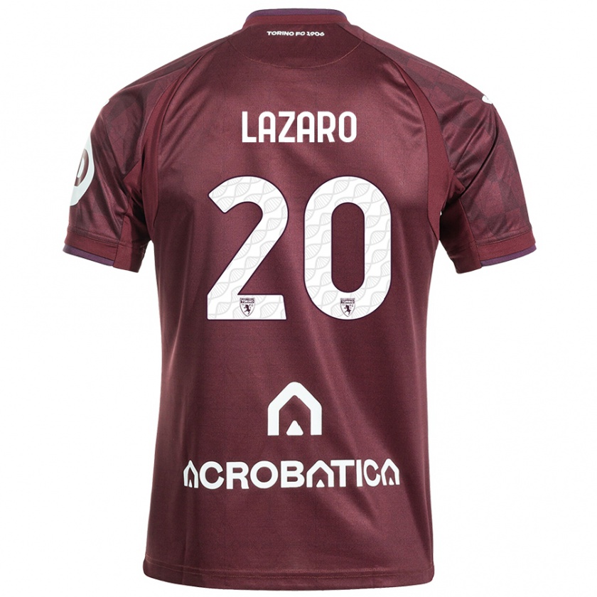 Kandiny Herren Valentino Lazaro #20 Kastanienbraun Weiß Heimtrikot Trikot 2024/25 T-Shirt