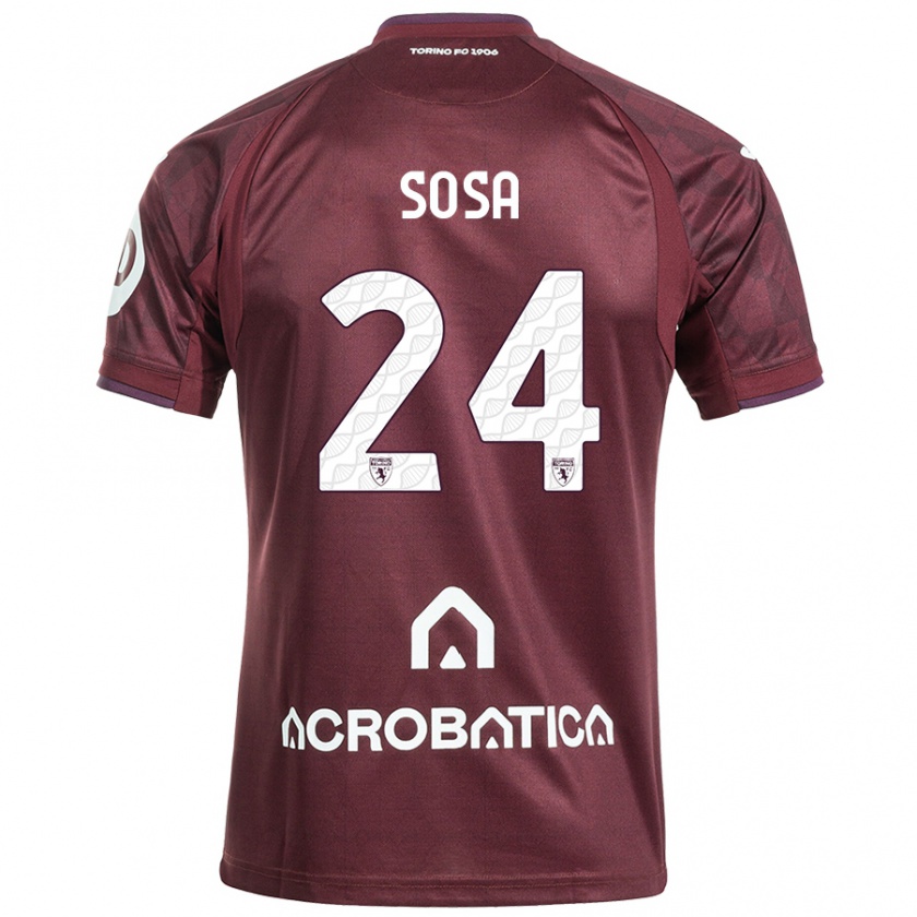 Kandiny Herren Borna Sosa #24 Kastanienbraun Weiß Heimtrikot Trikot 2024/25 T-Shirt