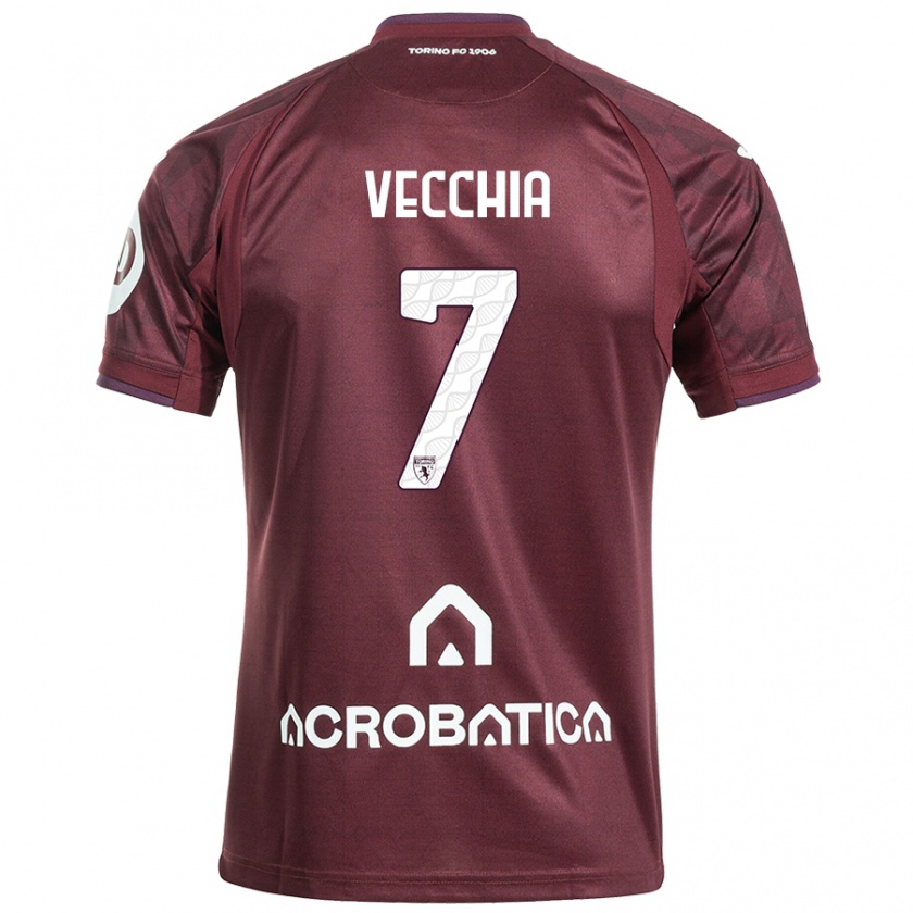 Kandiny Herren Marco Dalla Vecchia #7 Kastanienbraun Weiß Heimtrikot Trikot 2024/25 T-Shirt