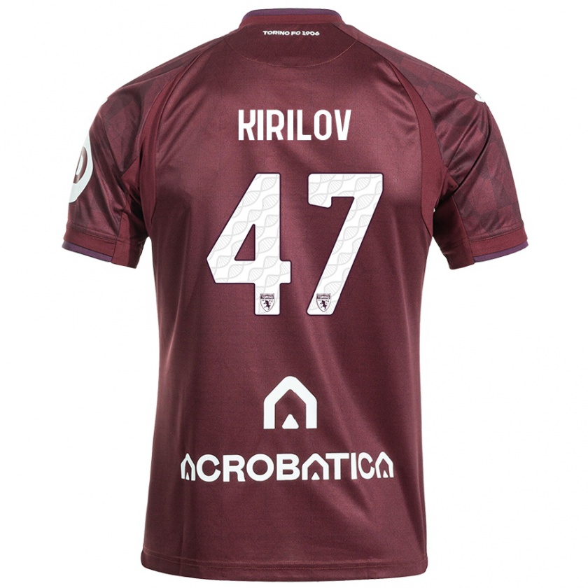 Kandiny Herren Martin Kirilov #47 Kastanienbraun Weiß Heimtrikot Trikot 2024/25 T-Shirt