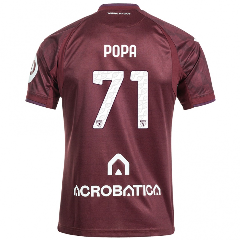 Kandiny Herren Mihai Popa #71 Kastanienbraun Weiß Heimtrikot Trikot 2024/25 T-Shirt