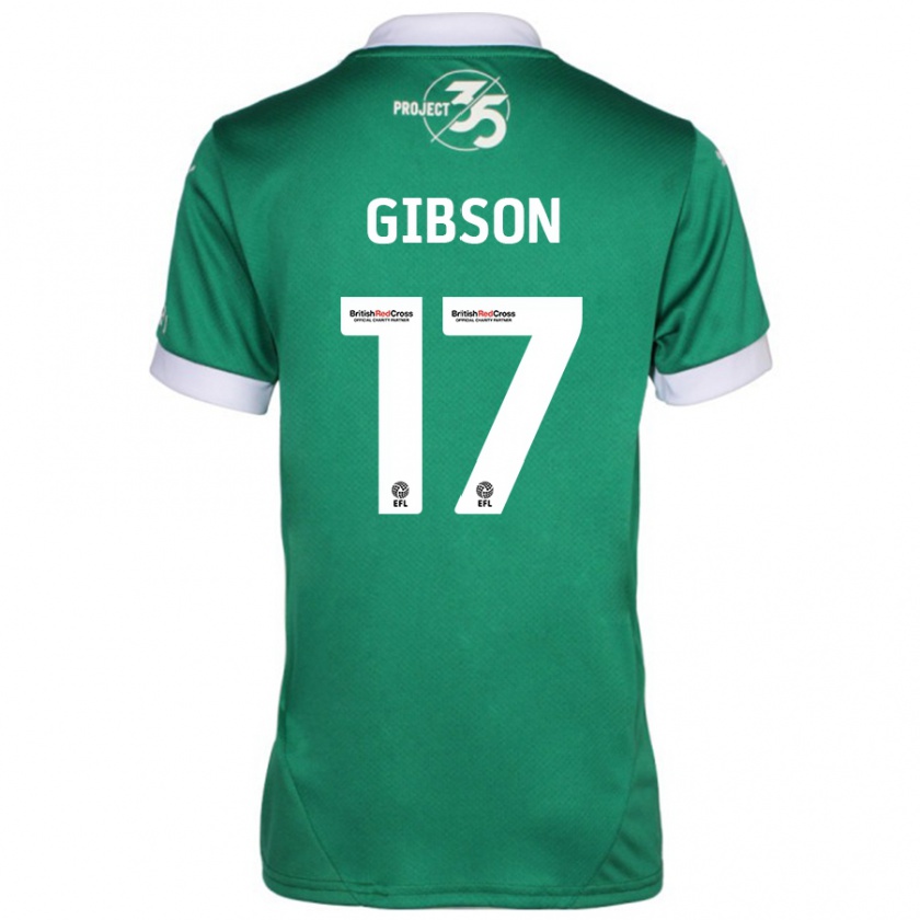 Kandiny Herren Lewis Gibson #17 Grün Weiß Heimtrikot Trikot 2024/25 T-Shirt