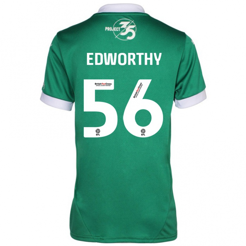 Kandiny Herren Kieran Edworthy #56 Grün Weiß Heimtrikot Trikot 2024/25 T-Shirt