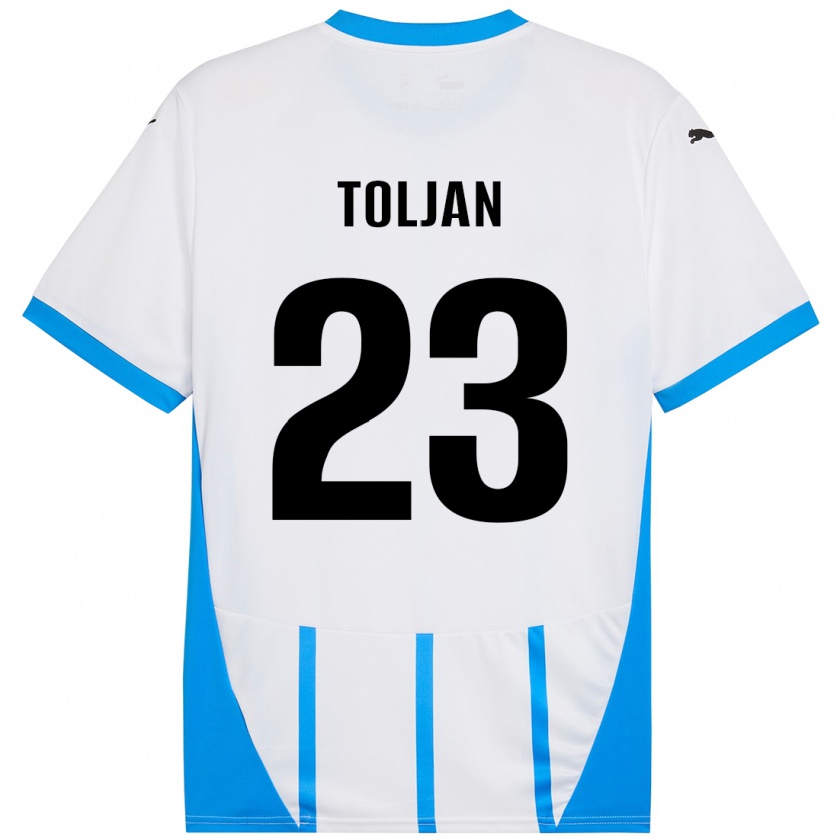 Kandiny Herren Jeremy Toljan #23 Weiß Blau Auswärtstrikot Trikot 2024/25 T-Shirt